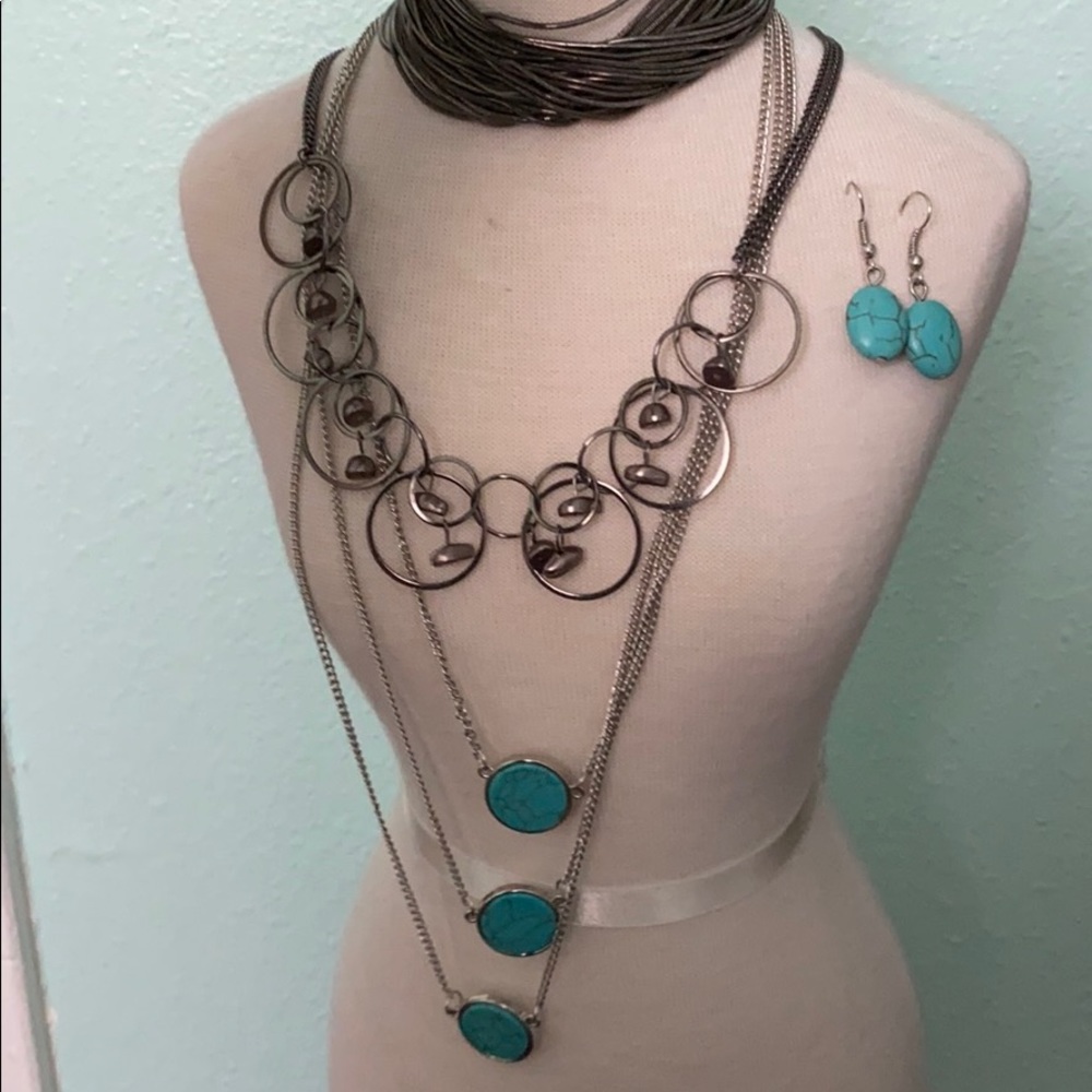 Turquoise and gunmetal silver jewelry